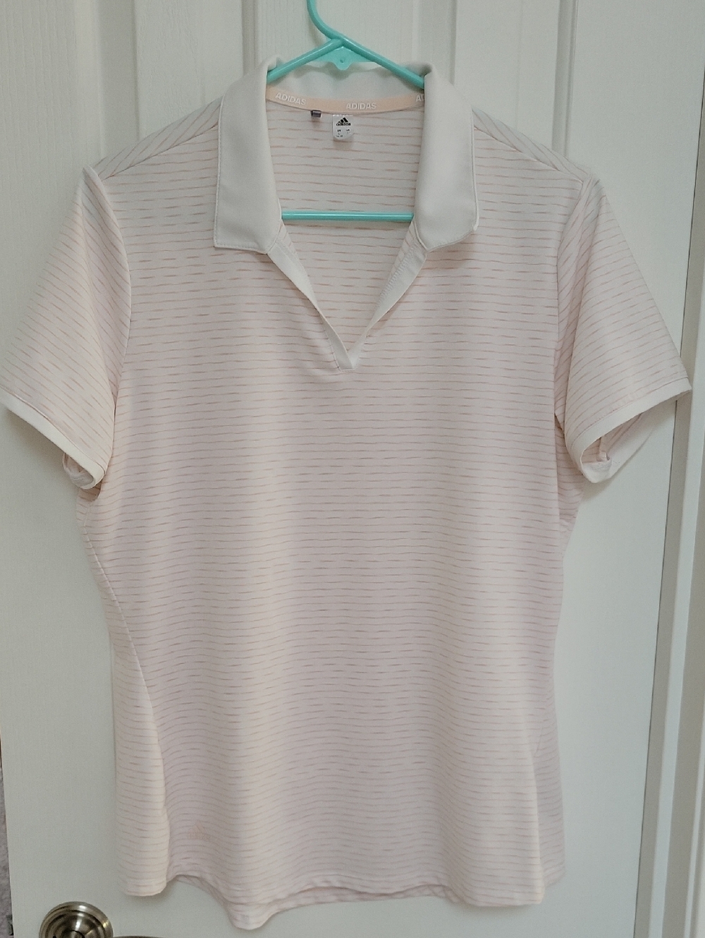 Adidas Golf Women's Ultimate Short Sleeve Polo Shirt Pink Stripe Sz L